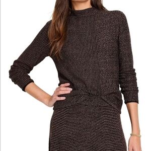 NIC+ZOE Black and Brown Pixel Knit Textured Sweater